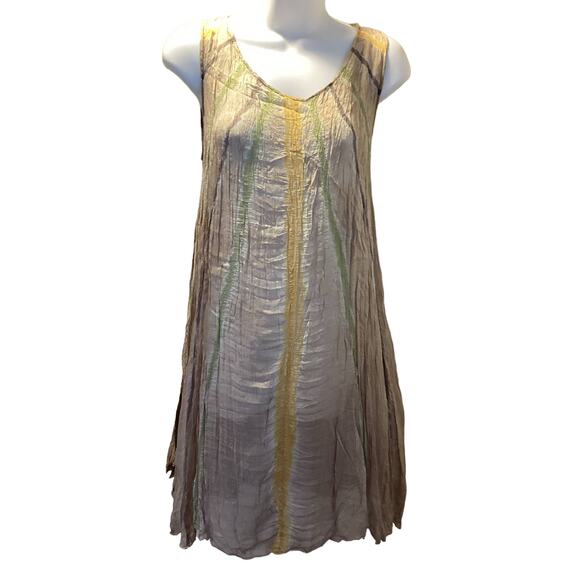 Viviana Uchitel NWT Chiffon Silk Crinkle Flowy Trapeze Sheer Midi Dress $435 2 S - Picture 1 of 6